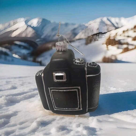 Camera Christmas Ornament black & silver glittery photography holidays R Stanley - Picture 3 of 4